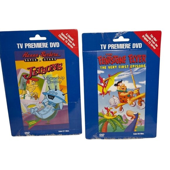 Hanna-Barbera TV Premiere DVDs - The Flintstone Flyer & Jetsons Microchip Chump - Picture 1 of 4